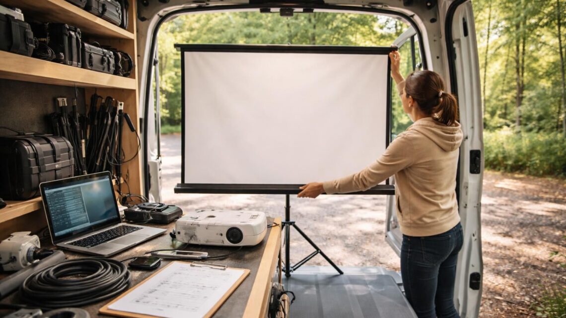 Écran de projection : montage rapide en van, check-list matériel