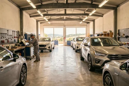Vue d'ensemble d'un atelier de carrosserie automobile professionnel en Provence-Alpes-Côte d'Azur