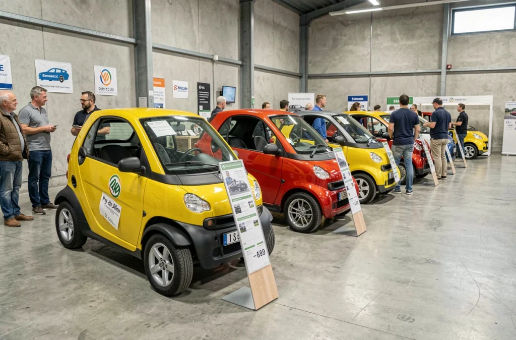 Salon régional de la voiture sans permis dans le Puy-de-Dôme avec plusieurs modèles exposés à petits prix